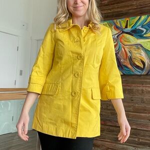 Spring Jacket Bright Yellow 3/4 Sleeve Joe Fresh Trenchcoat